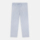 Turnbull & Asser Blue Shadow Pinstripe Pyjama Trousers, featuring blue and white vertical stripes and an elastic waistband, are displayed flat on a white background.