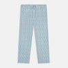 View 1 of product Turnbull & Asser Green and Blue Shadow Check Pyjama Trousers feature an elastic waistband and drawstring, shown flat on a white background. Ideal to pair with your favorite cotton T-shirt for a cozy night's sleep.