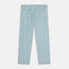 View 3 of product Turnbull & Asser Green and Blue Shadow Check Pyjama Trousers feature an elastic waistband and drawstring, shown flat on a white background. Ideal to pair with your favorite cotton T-shirt for a cozy night's sleep.