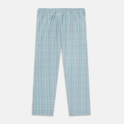 Green and Blue Shadow Check Pyjama Trousers Image 2