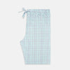 View 4 of product Turnbull & Asser Green and Blue Shadow Check Pyjama Trousers feature an elastic waistband and drawstring, shown flat on a white background. Ideal to pair with your favorite cotton T-shirt for a cozy night's sleep.