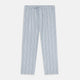 Turnbull & Asser Blue and Green Multi Track Stripe Pyjama Trousers feature a drawstring waistband and vertical blue, green, and white stripes, shown against a plain white background.