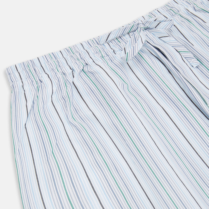 Blue and Green Multi Track Stripe Pyjama Trousers Image 1
