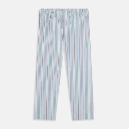 Blue and Green Multi Track Stripe Pyjama Trousers Image 2