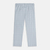 View 3 of product Turnbull & Asser’s Blue and Green Multi Track Check Pyjama Trousers feature an elastic waistband with drawstring and a blue-green check pattern on a white background, shown laid flat on a white surface.
