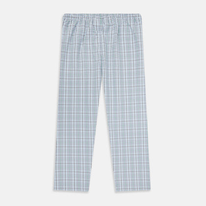 Blue and Green Multi Track Check Pyjama Trousers Image 2