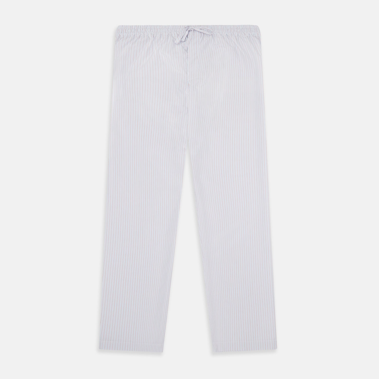 View 1 of product Turnbull & Asser's Red Multi Pinstripe Pyjama Trousers feature vibrant stripes and a comfy elastic waistband with drawstring—ideal for stylish, comfortable sleepwear. Laid flat on a white background.