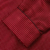 View 3 of product The Turnbull & Asser Burgundy Spot Silk Gown features a shawl collar, front pocket, and matching belt—ideal for relaxation—shown on a white background.