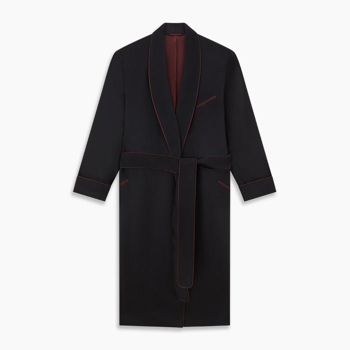 Navy and Red Piped Cashmere Gown Image 3