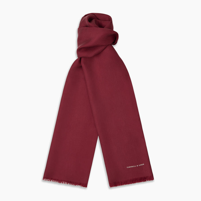 Plain Wine Silk Scarf Image 2