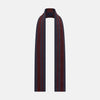 View 3 of product Turnbull & Asser Navy and Burgundy Striped & Checkered Double-Sided Corduroy Padded Scarf in a burgundy and navy blue checkerboard pattern for exceptional warmth.