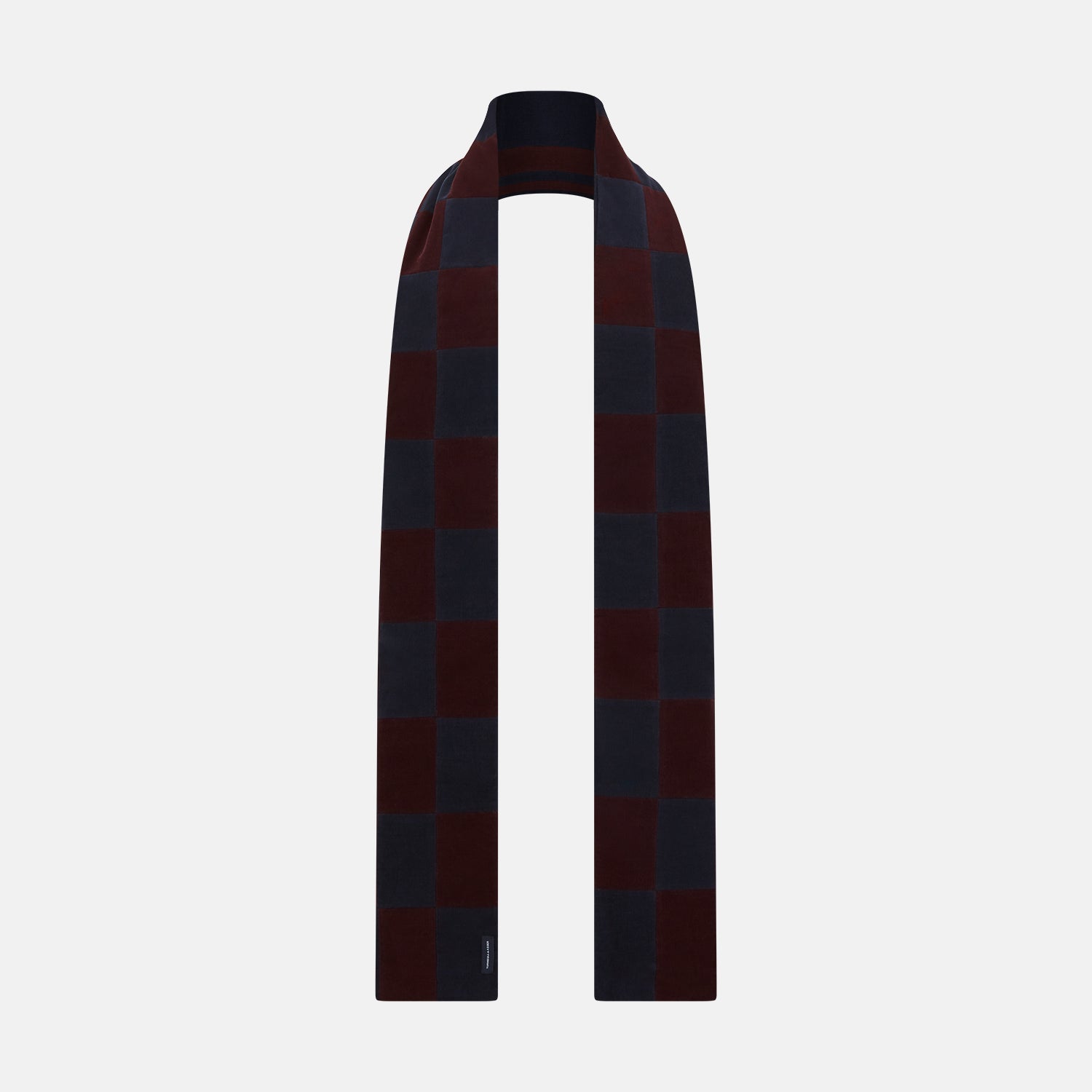 View 1 of product Navy and Burgundy Striped & Checkered Double-Sided Corduroy Padded Scarf OS