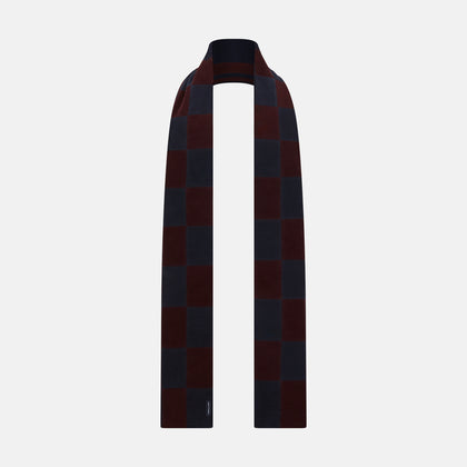 Navy and Burgundy Striped & Checkered Double-Sided Corduroy Padded Scarf