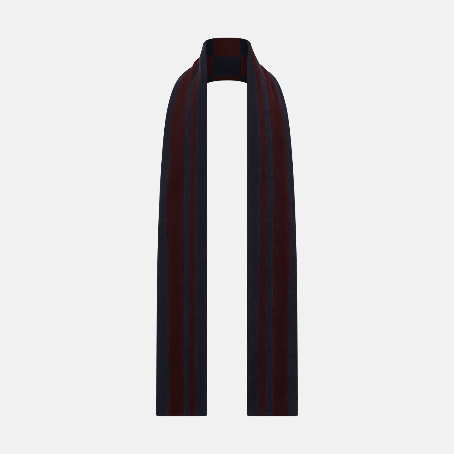 View 3 of product Navy and Burgundy Striped & Checkered Double-Sided Corduroy Padded Scarf OS