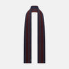 View 1 of product Turnbull & Asser Navy and Burgundy Striped Double-Sided Corduroy Padded Scarf featuring vertical stripes in navy and burgundy for exceptional warmth.