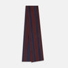 View 2 of product Turnbull & Asser Navy and Burgundy Striped Double-Sided Corduroy Padded Scarf featuring vertical stripes in navy and burgundy for exceptional warmth.