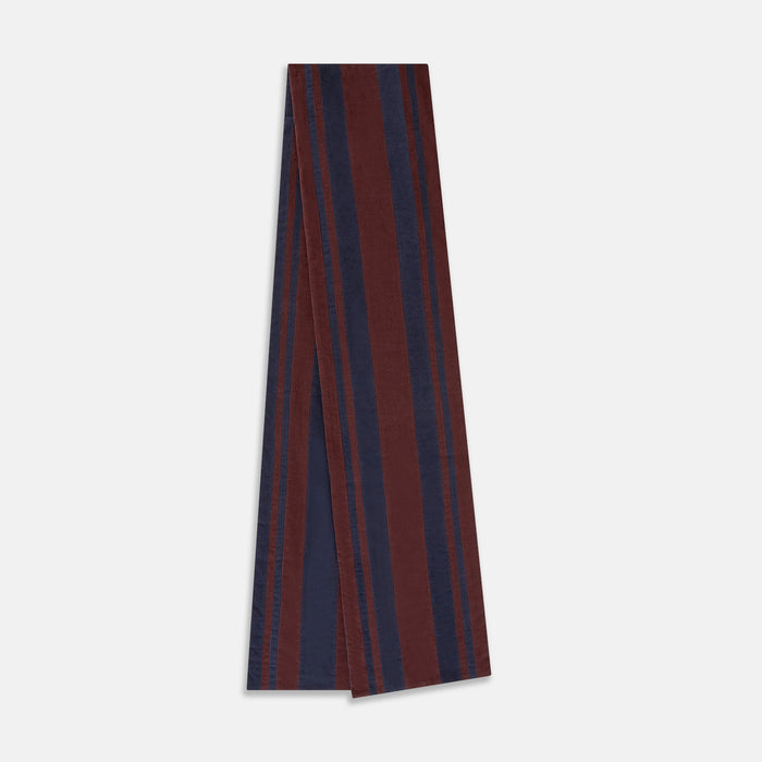 Navy and Burgundy Striped Double-Sided Corduroy Padded Scarf Image 1