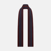 View 3 of product Turnbull & Asser Navy and Burgundy Striped Double-Sided Corduroy Padded Scarf featuring vertical stripes in navy and burgundy for exceptional warmth.