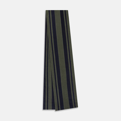 Navy and Olive Green Striped Double-Sided Corduroy Padded Scarf Image 1