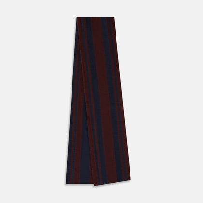 Navy and Burgundy Striped Double-Sided Corduroy Padded Scarf Image 1