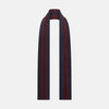 View 1 of product A Turnbull & Asser Navy and Burgundy Double-Stripe Double-Sided Corduroy Padded Scarf with vertical navy and burgundy stripes for exceptional warmth.