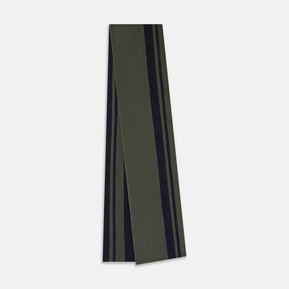 Navy and Olive Green Double-Stripe Double-Sided Corduroy Padded Scarf Image 1