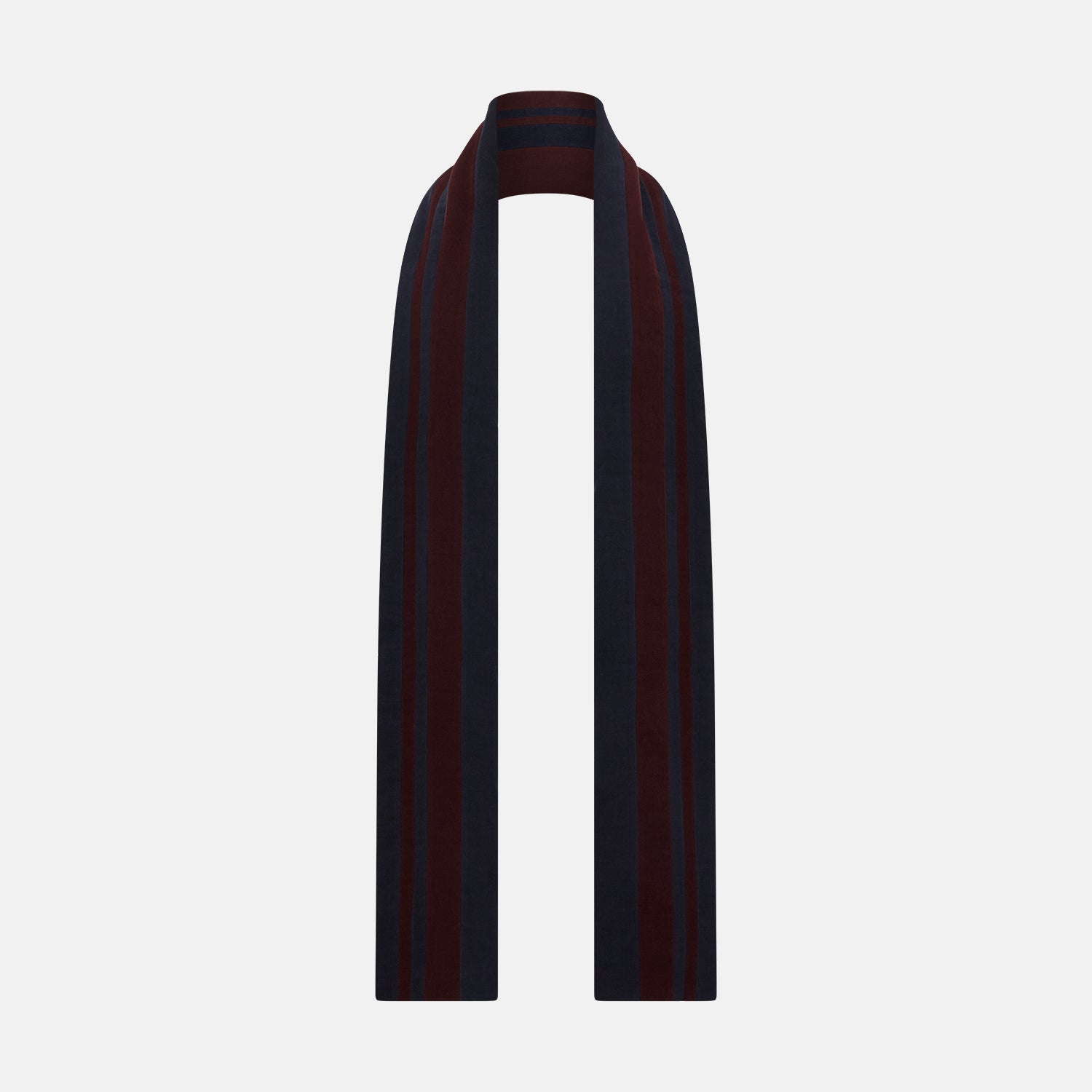 View 1 of product Navy and Burgundy Double-Stripe Double-Sided Corduroy Padded Scarf OS