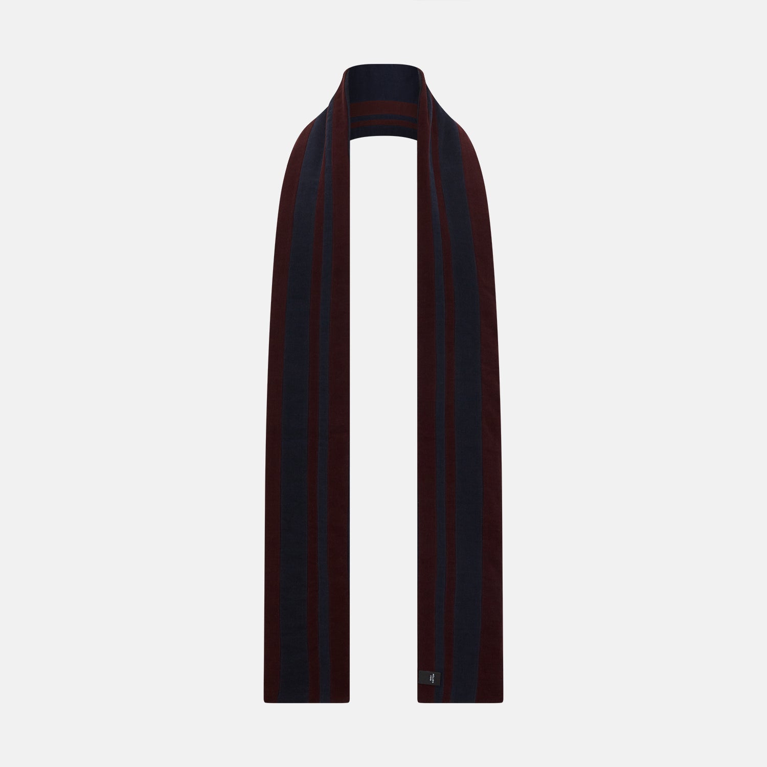 View 3 of product Navy and Burgundy Double-Stripe Double-Sided Corduroy Padded Scarf OS