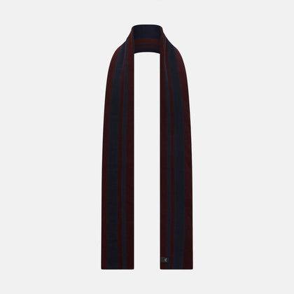 Navy and Burgundy Double-Stripe Double-Sided Corduroy Padded Scarf Image 2