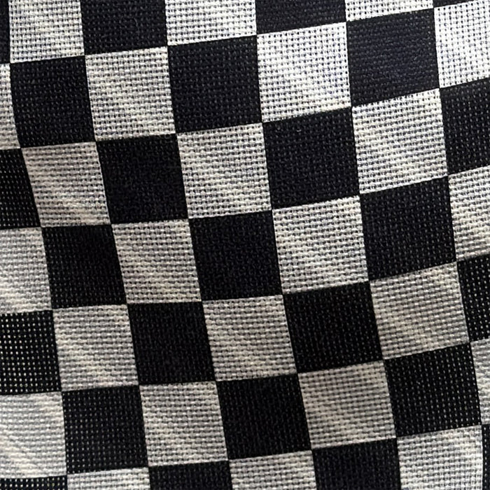 SILK SCARF DOUBLESIDE CHEQUERED WHT WITH NVY/WHT Image 3