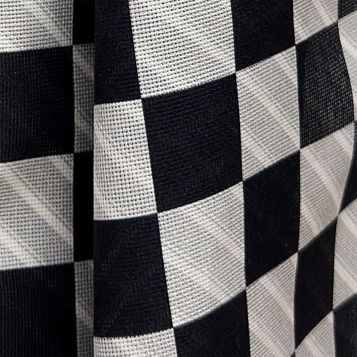 SILK SCARF CHEQUERED THIN STRIPE  WHT WITH NVY/WHT Image 3