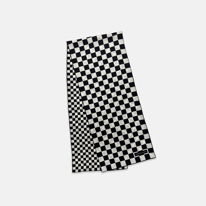 SILK SCARF DOUBLE CHEQUERED NAVY/WHITE Image 4