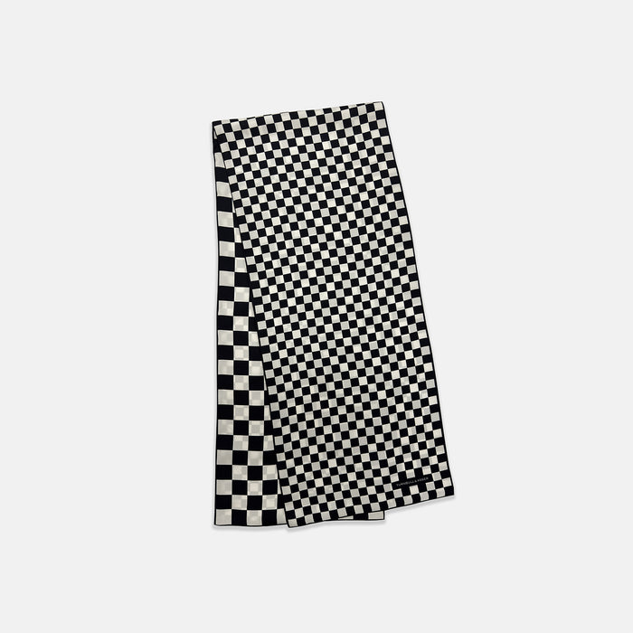 SILK SCARF DOUBLE CHEQUERED NAVY/WHITE Image 5