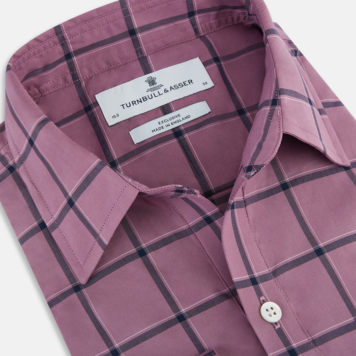 Antique Pink Grid Check Piccadilly Shirt Image 1