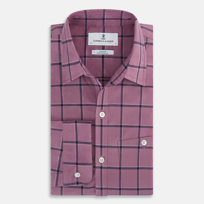 Antique Pink Grid Check Piccadilly Shirt Image 3