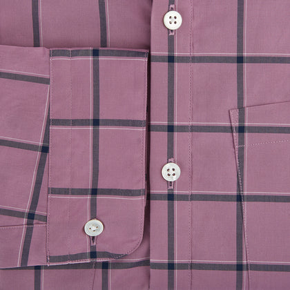 Antique Pink Grid Check Piccadilly Shirt Image 4