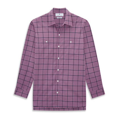 Antique Pink Grid Check Piccadilly Shirt Image 6