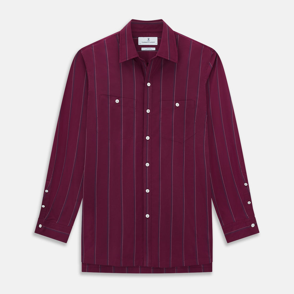 Online Exclusive · Wine Track Stripe Piccadilly Shirt 19.0