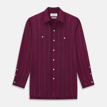Wine Track Stripe Piccadilly Shirt