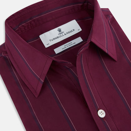 Wine Track Stripe Piccadilly Shirt Image 1