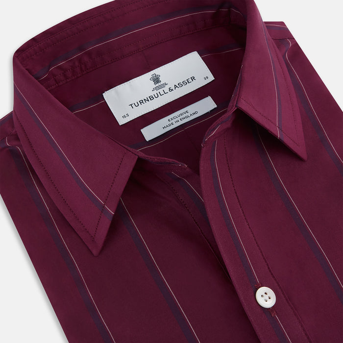 Wine Track Stripe Piccadilly Shirt Image 1
