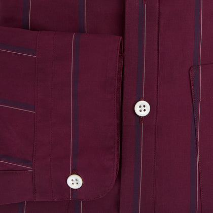 Wine Track Stripe Piccadilly Shirt Image 3