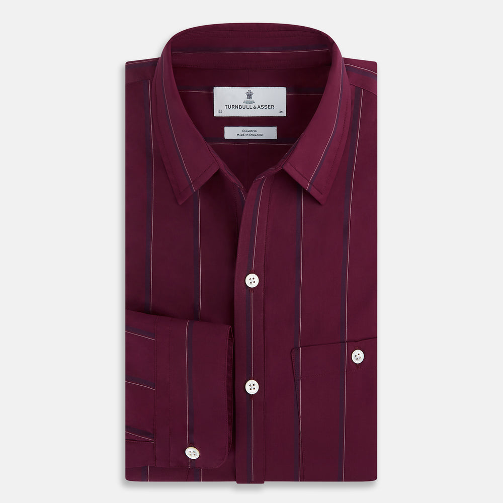 Online Exclusive · Wine Track Stripe Piccadilly Shirt 19.0
