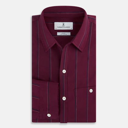 Wine Track Stripe Piccadilly Shirt Image 4