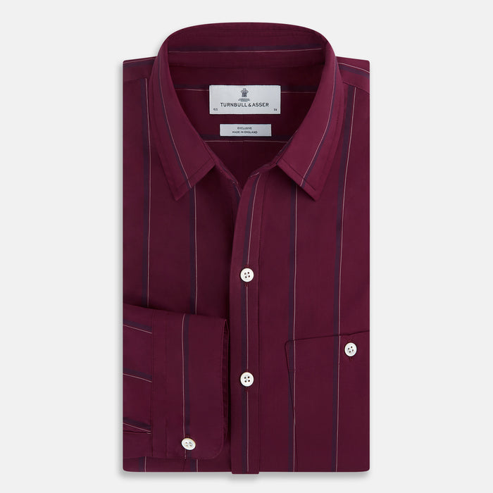 Wine Track Stripe Piccadilly Shirt Image 4