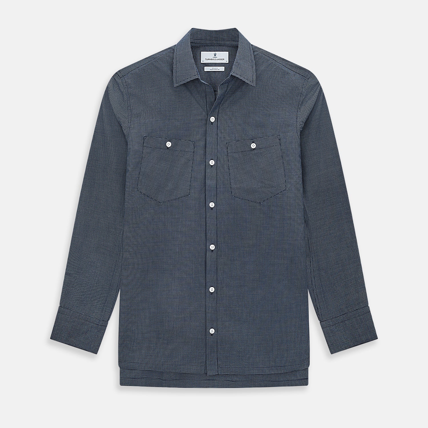 View 1 of product Navy and White Pin Check Piccadilly Shirt 18.5