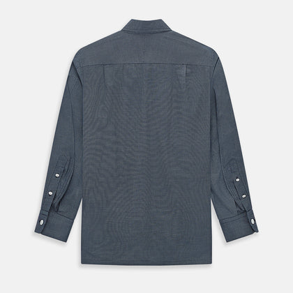 Navy and White Pin Check Piccadilly Shirt Image 2