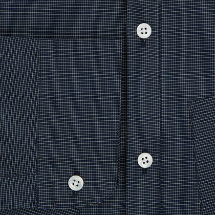 Navy and White Pin Check Piccadilly Shirt Image 3