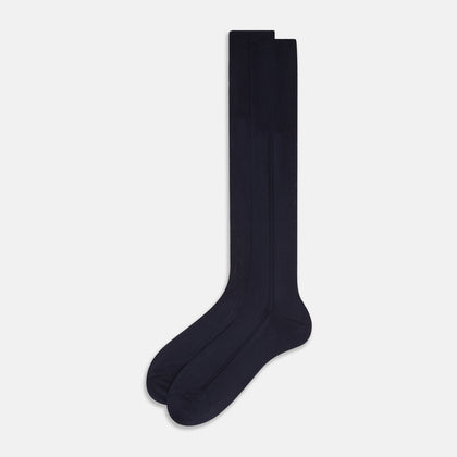 Navy Silk Long Socks Image 1