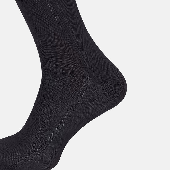 Navy Silk Long Socks Image 3
